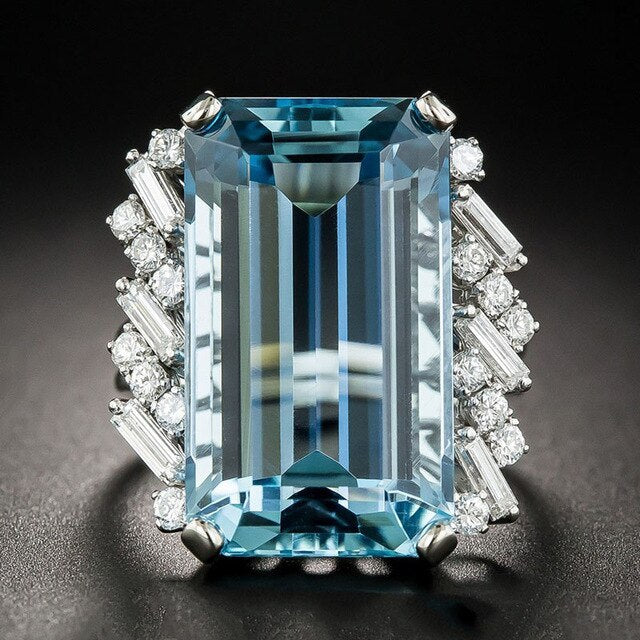 Fashion Luxury Topaz Sapphire Ring Hand Jewelry