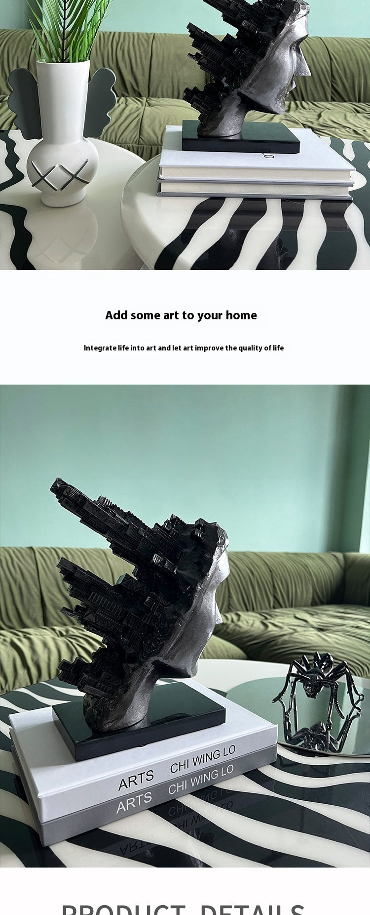 Modern Light Luxury Building Wind Incomplete Head Portrait Decoration Office Desk Surface Panel Soft Decoration