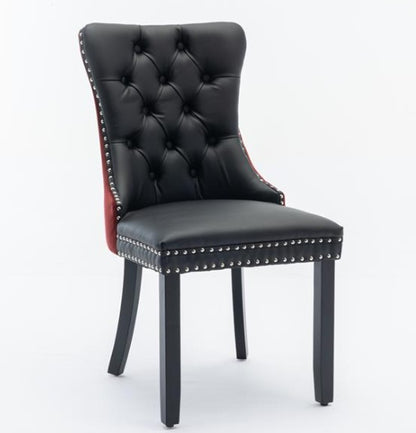 Furniture Collection, Modern High-End Tufted Solid Wood Contemporary PU & Velvet Upholstered Dining Chair-2 Piece Set