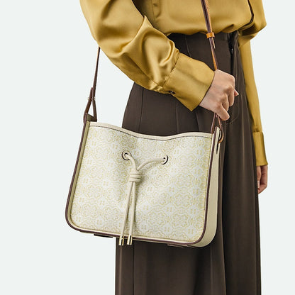 Light Luxury National Style Genuine Leather Underarm Bag Large Capacity