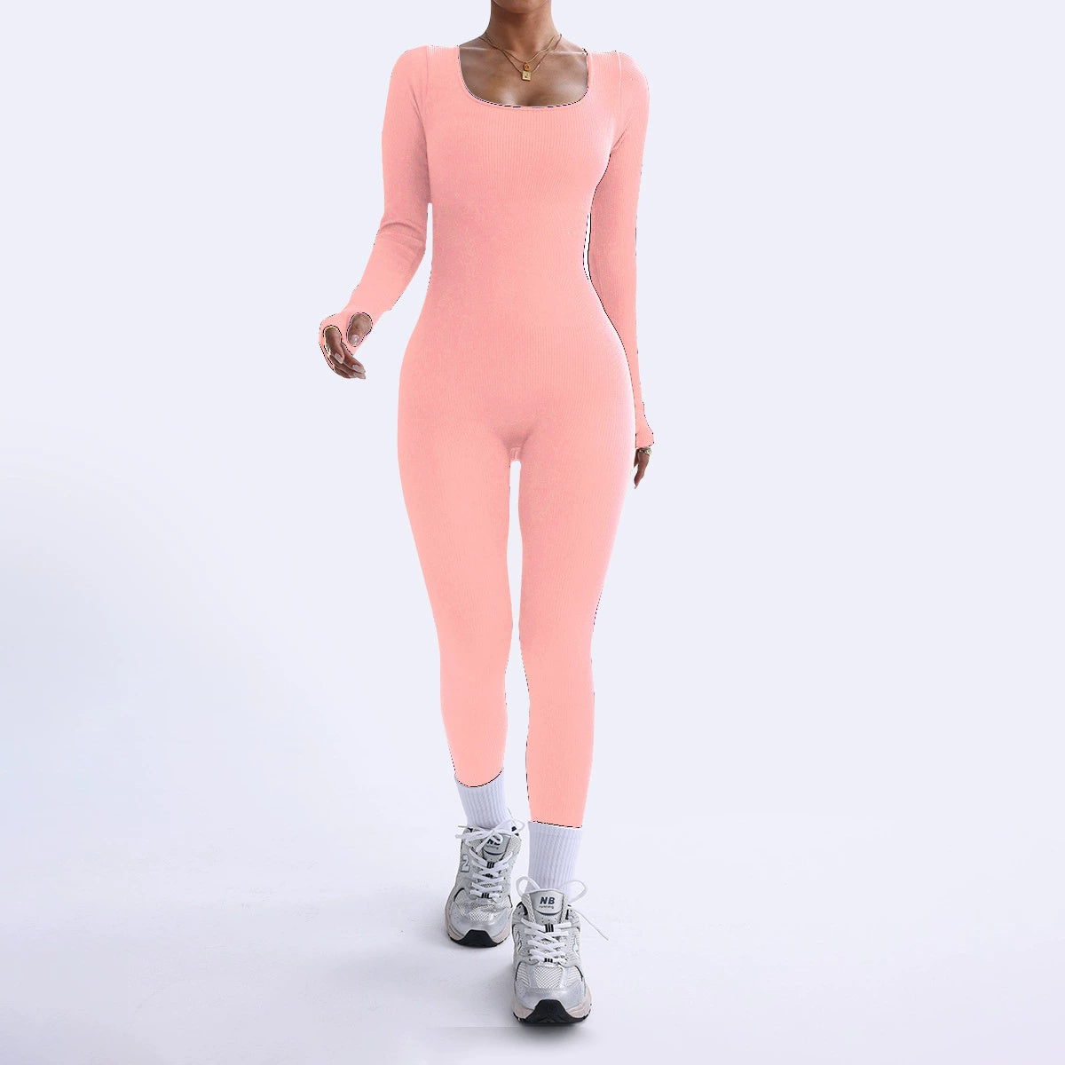 Threaded Square Collar Buttocks Slim Jumpsuit