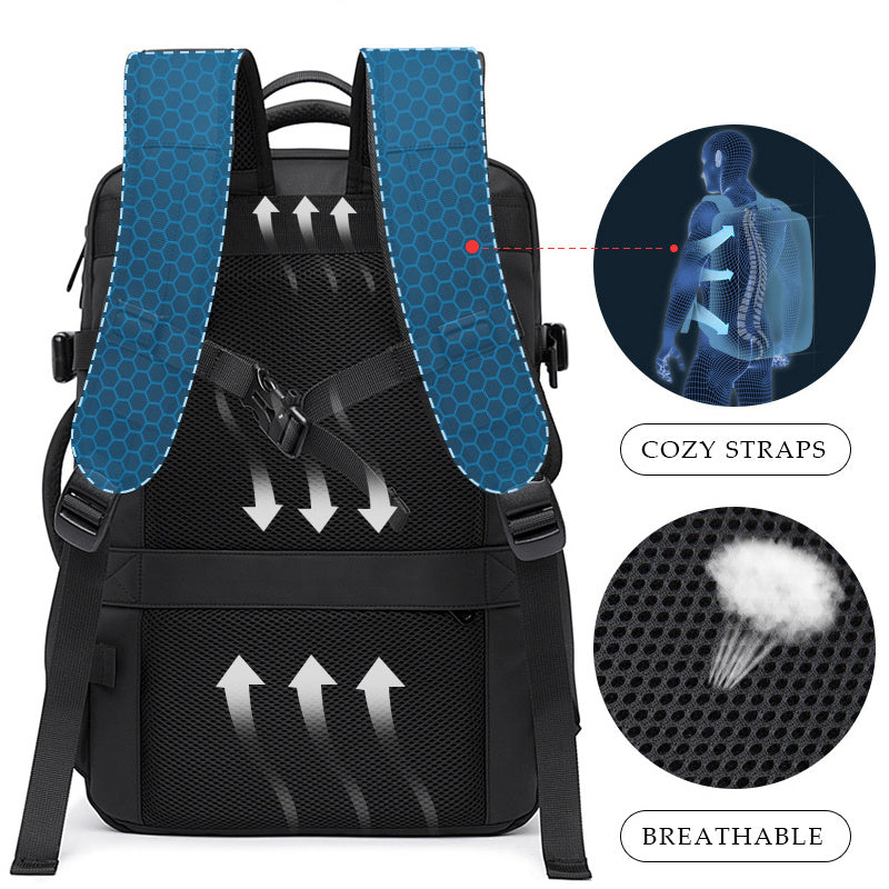Men's Large Capacity Business Travel Waterproof Expandable Backpack