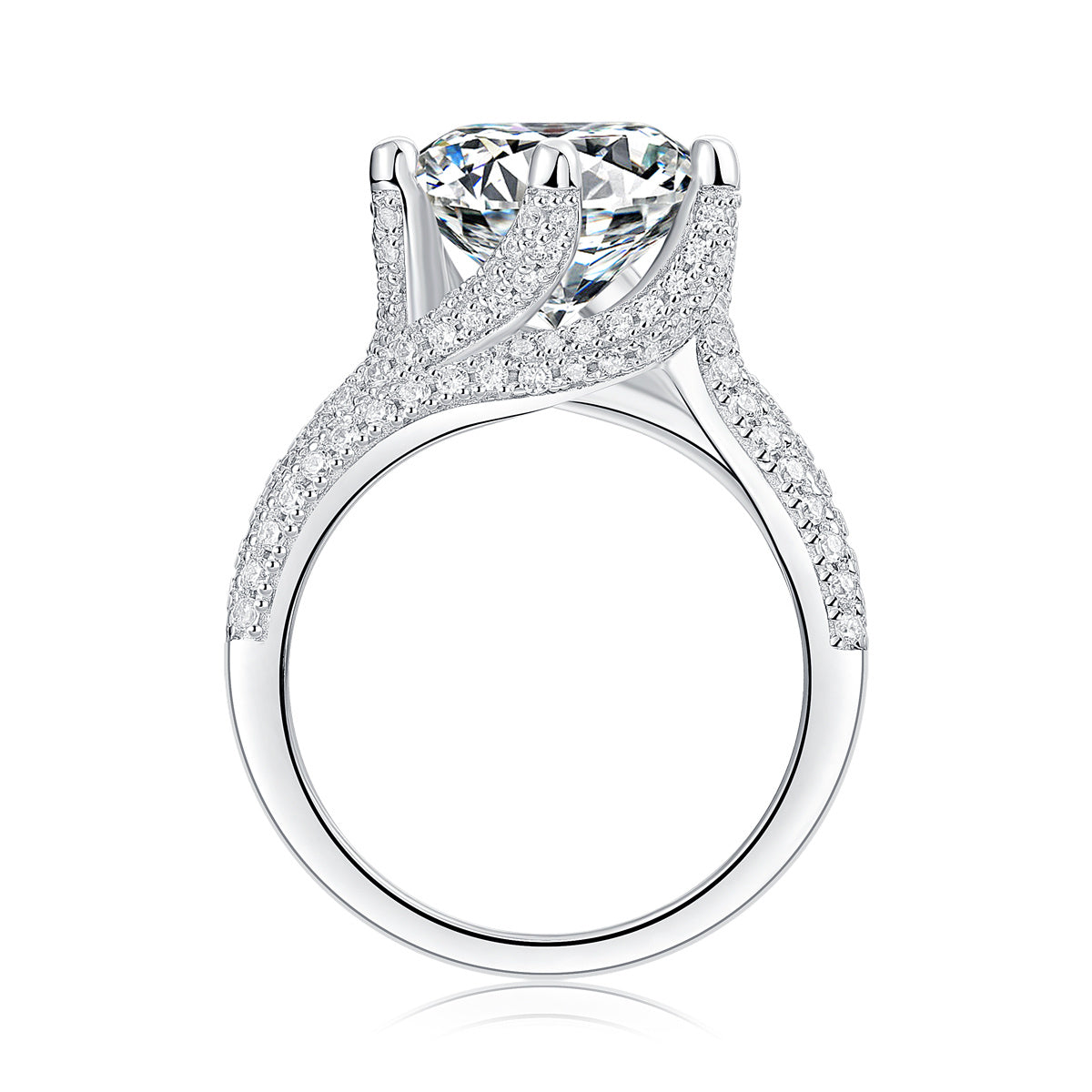 Luxury Fashion Large Diamond Ring Moissanite Silver Ring