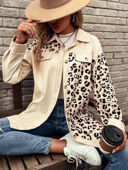 Cardigan Top Women's Autumn And Winter New Leopard Print Single-breasted Mid-length Jacket Shirt