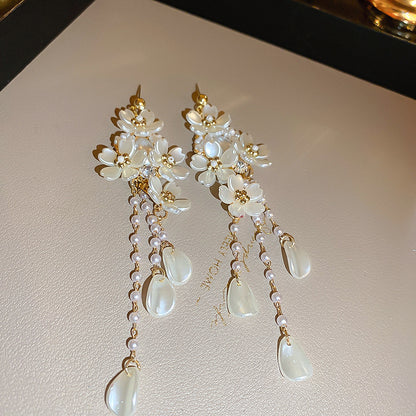 Light Luxury Flower Tassel Earrings Light Luxury