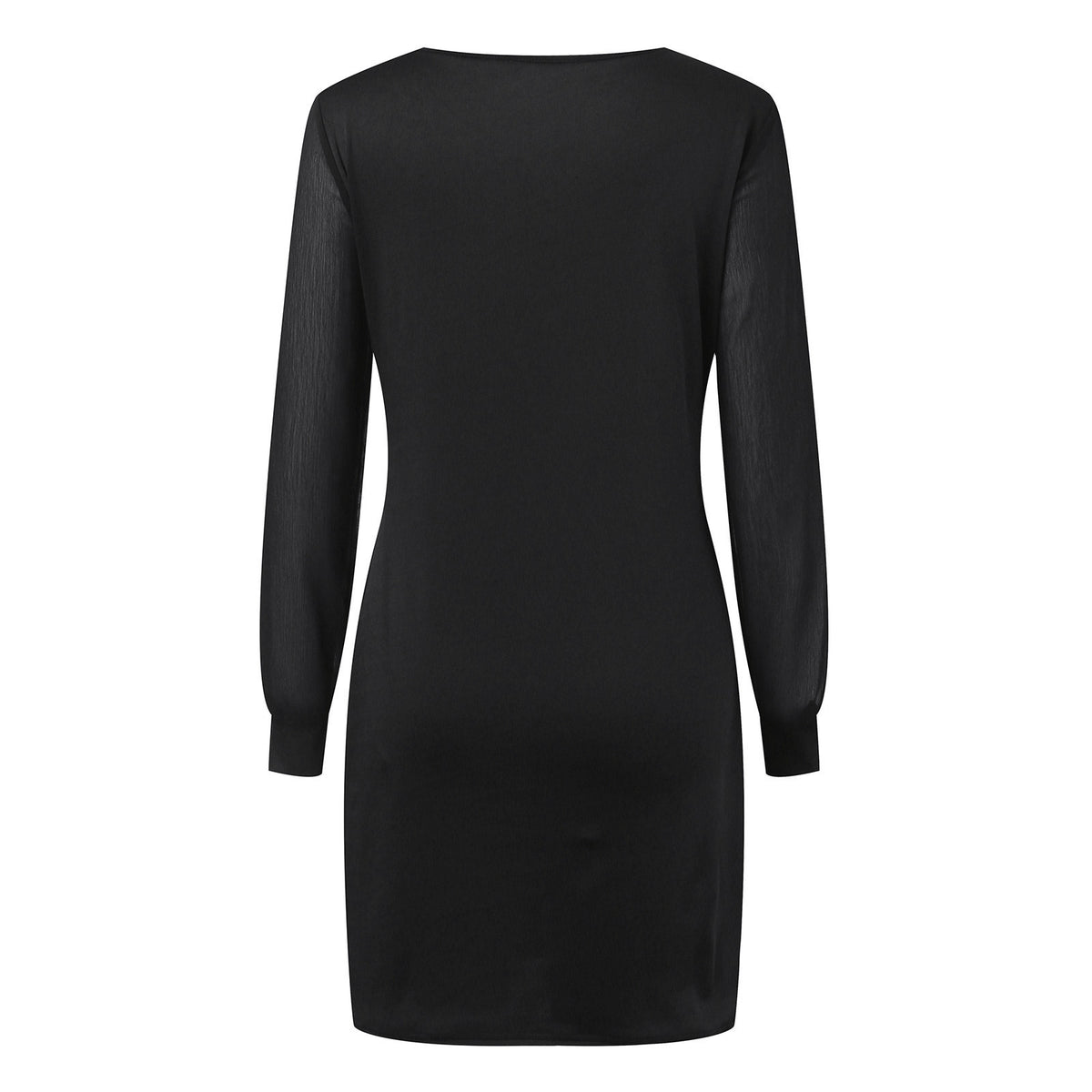 Solid Color Dress Mesh Chiffon Stitching Long Sleeve