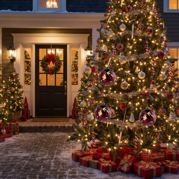 4PCS Set Christmas Glass Ball Ornaments Hanging Tree Decorations Shiny Holiday Party Decor Xmas Tree Decorations FBA Shipment