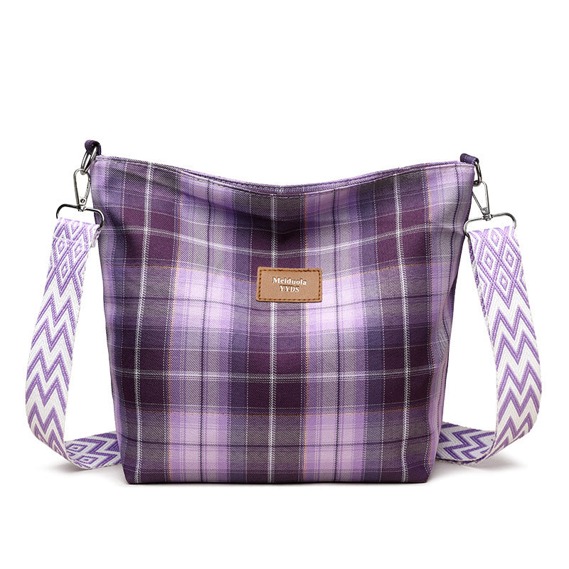 Large Capacity Contrast Color Check One-shoulder Versatile Commuter Messenger Bag