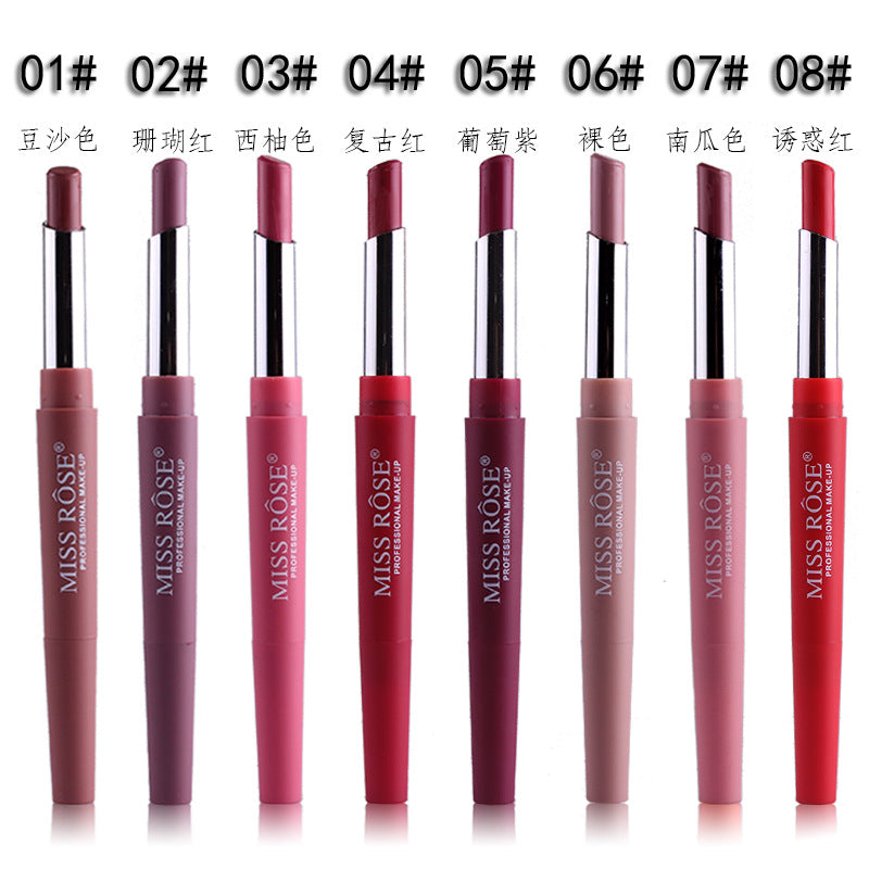 Professional Makeup Double-end Liplipstick Pencil Waterproof Long Lasting Tint Sexy Red Lip Velvet Matte Liner Pen Lipstick Set