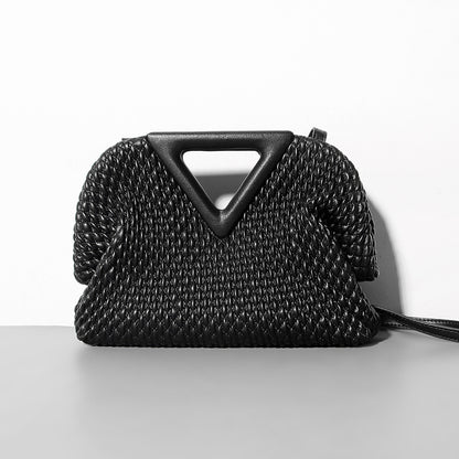 Sac à main en cuir pour femme en forme de nuage, triangle inversé froissé et brodé