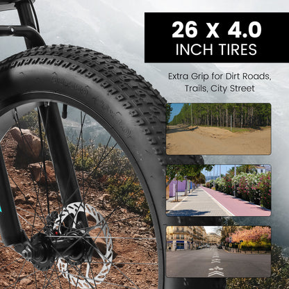 A26309 26 Inch Mountain Bike,Full-Suspension 21 Speeds Drivetrain With Disc-Brake Bicycle, Fat Tire Bike For Men