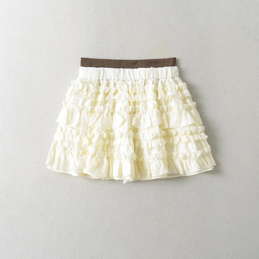 New Women's American Cream Stitching Secret Exam Skirt