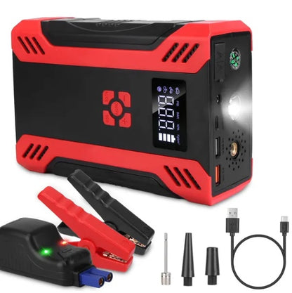 Car Jump Starter With Air Compressor Portable Car Battery Booster With Digital Tire Inflator With 2000mAh Peak Current For 12V Car 6.5L Gas Or 4.0L Diesel Engines