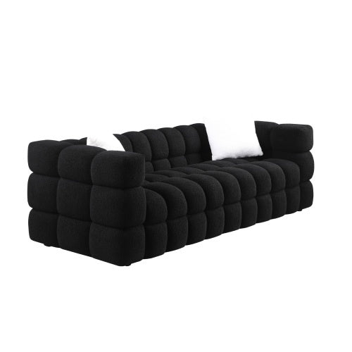 84.3 Length ,35.83 Deepth ,human Body Structure For USA People, Marshmallow Sofa,boucle Sofa ,White ,3 Seater