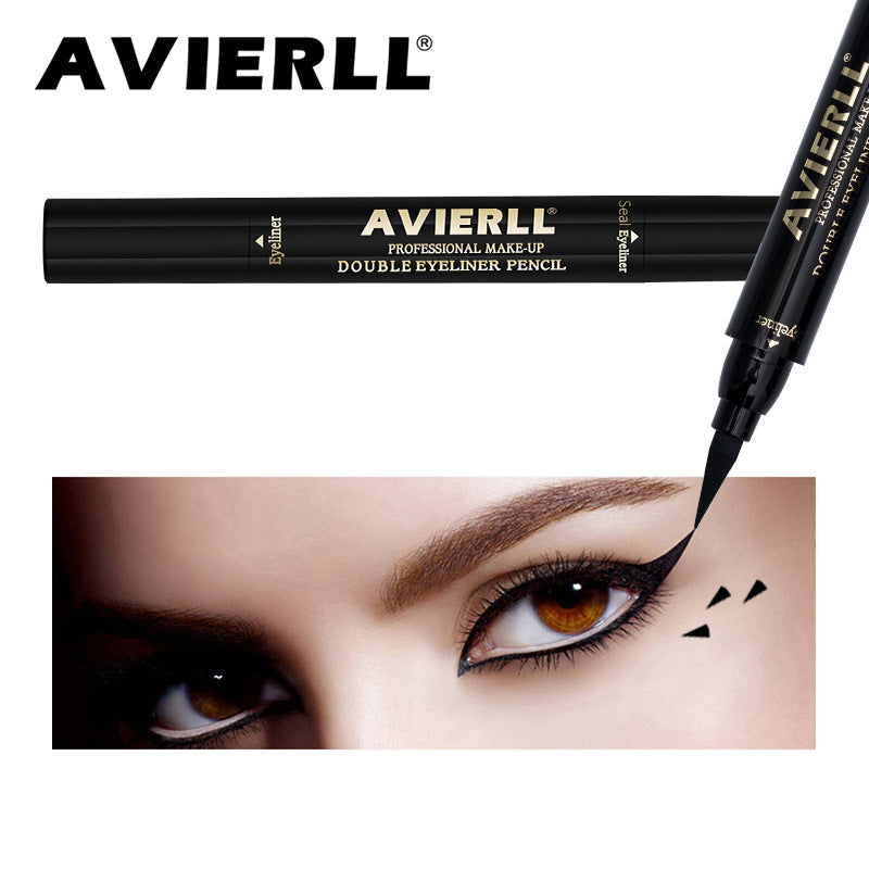 Wish cross-border makeup double head seal eyeliner pen triangle seal eyeliner 2 and 1 waterproof eyeliner pen new style