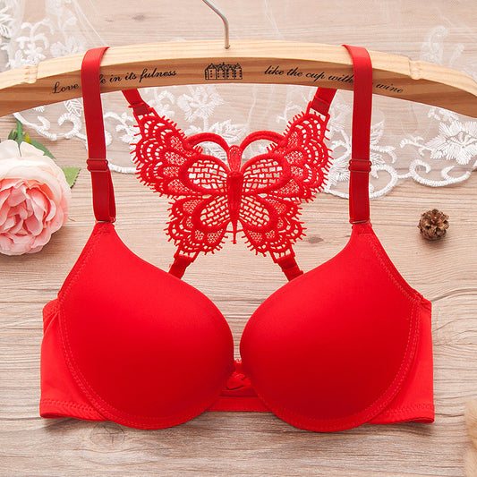 Women Fashion Underwear Lace Bralette Bras Adjustable Push up Lingerie Butterfly Back Seamless Racerback Bra Girls