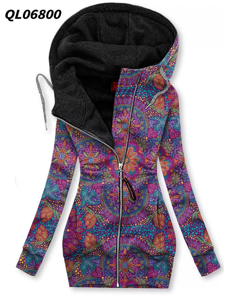 Women's Long-sleeved Zip Hoodie