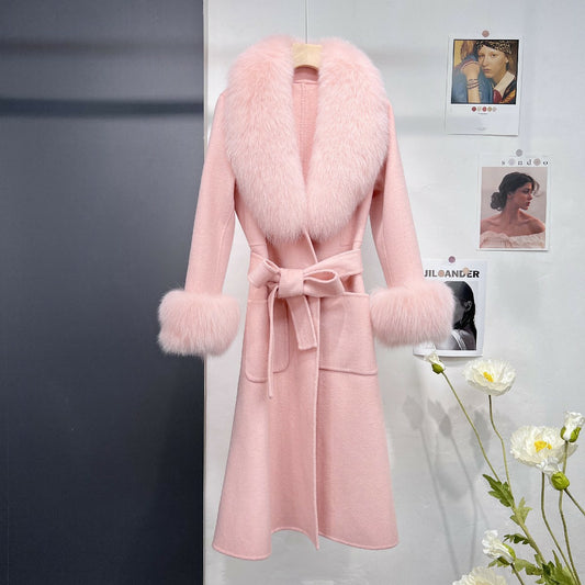 Autumn And Winter Fur Coat Cashmere Double-sided Coat Women's Long