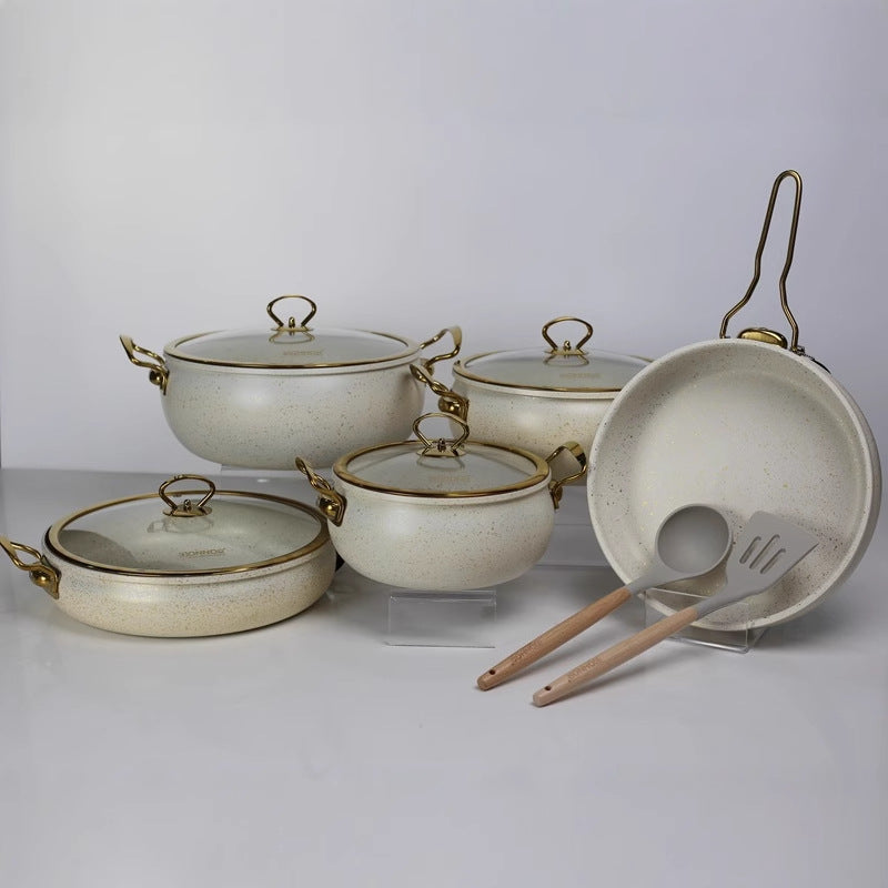 Household Fashion Gangyan Marble Non-stick Pot Set