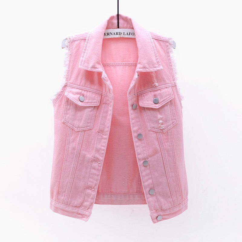 Multi-Color Selection Denim Vest Women's Slim Sleeveless Jacket