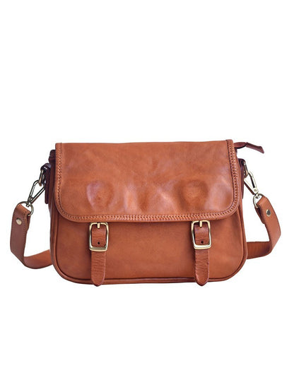 Niche Design Soft Cowhide Wide Shoulder Strap Messenger Bag