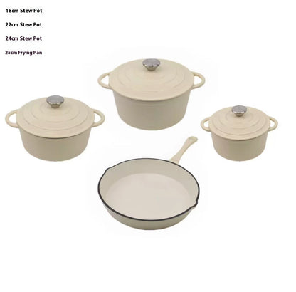Enamel-Cast Iron Cookwares Enamel Combination Set Frying Pan Stew Pot Set