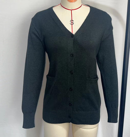 Knitted Cardigan Sweater Women V-neck Long Sleeve Single Breasted