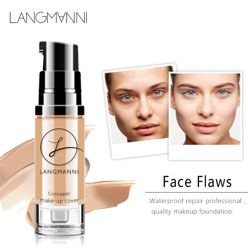 langmanni cross-border makeup liquid foundation concealer brighten skin tone waterproof and non-tipping BB cream