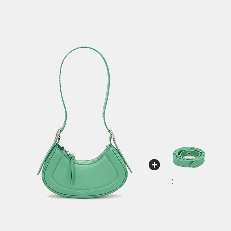 New Female Green Niche One Shoulder Crossbody Crescent Bag