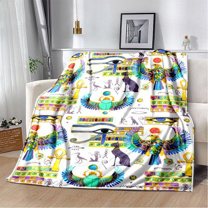 Ancient Egypt Mysterious Symbol 3D Digital Printing Flannel Nap Blanket Wholesale