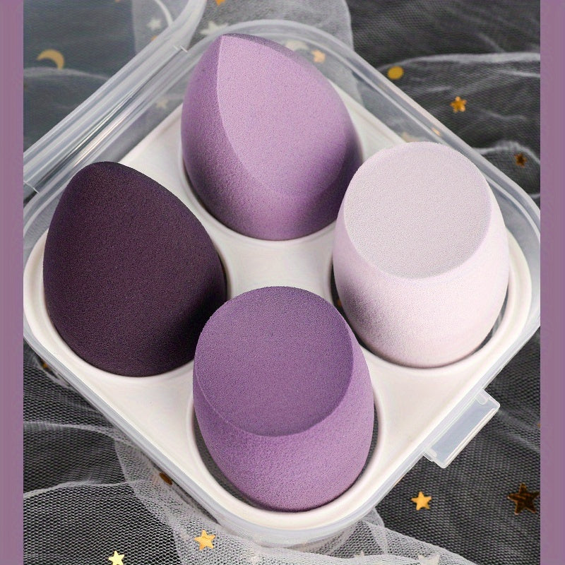 4 Pcs Professional Makeup Sponges Set - Blender For Foundation, Touch Ups, And Makeup - Latex-Free - Dry And Wet Use - Gift Box Included - Perfect Cosmetic Accessory