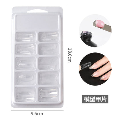 Cross-border painless extension glue nail manicure paper-free tray fast extension crystal model painless crystal glue set