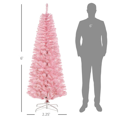6' Artificial Christmas Tree Douglas Fir Pencil Christmas Tree with 618 Realistic Branch Tips