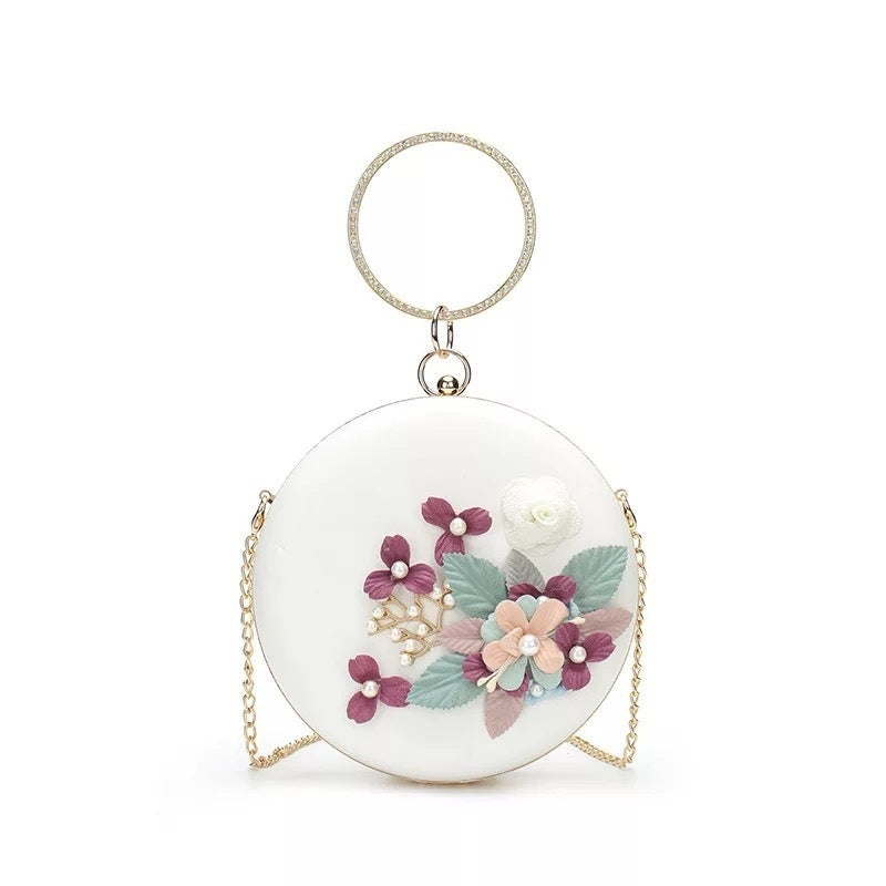 Cross-border Flower Dinner Stylish Round Banquet Handbag