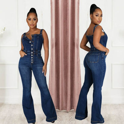 Women's Fashion Casual Denim Jumpsuit