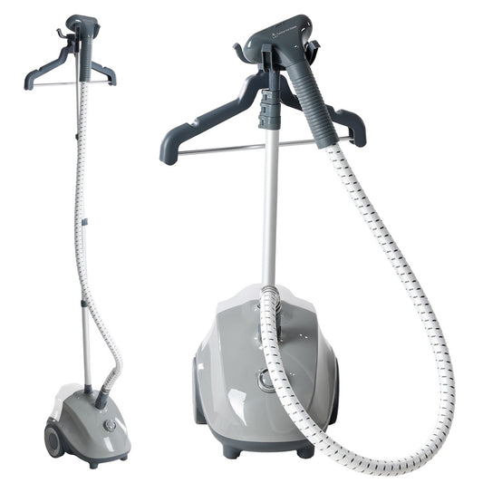 Standing Garment Steamer, 1500W Powerful Steamer For Clothes With Roll Wheels, 1.7L Water Tank For 55 Min Continuous Steaming