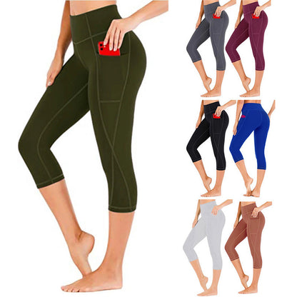 Cropped Pants Yoga Clothes Leggings Printed Fitness Pants