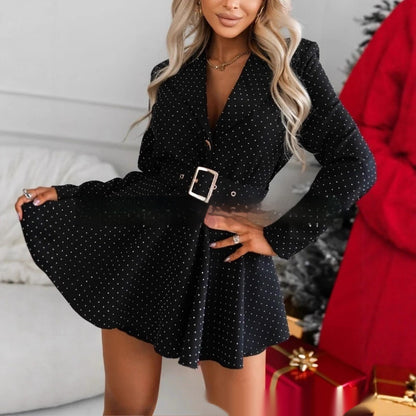 Elegant And Chic Women's Sequined Lapel Jumpsuit