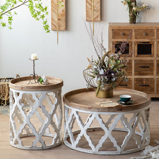 Light Luxury Solid Wood Wedding Celebration Decoration Round Table Vintage