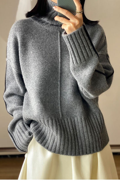 Loose Thickened High Collar Sweater Idle Matching Pure Wool Knit Bottoming Shirt