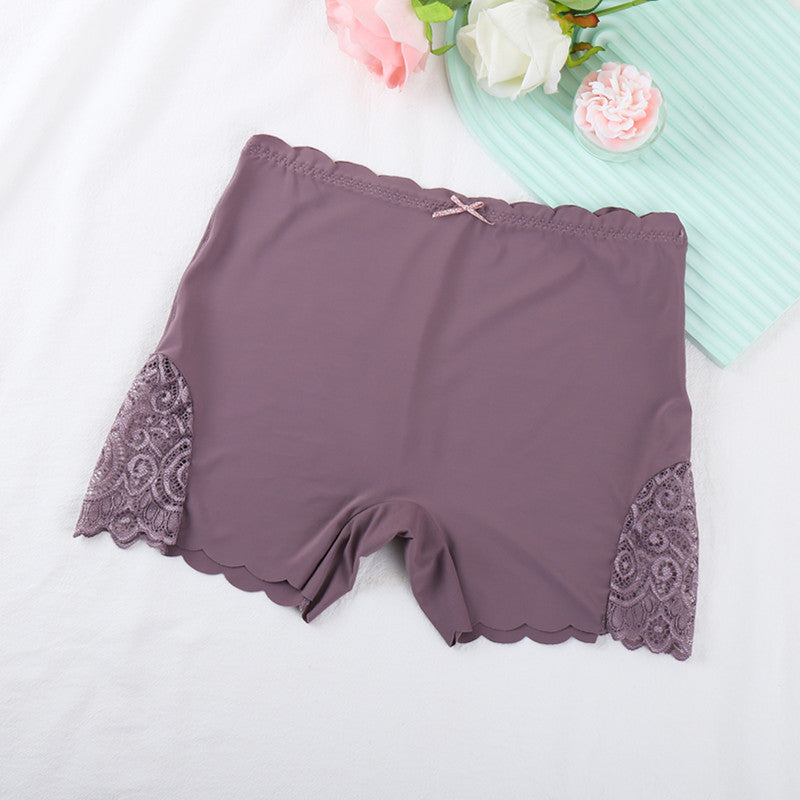 Lace Women's Ice Silk Solid Color Smooth Boxers