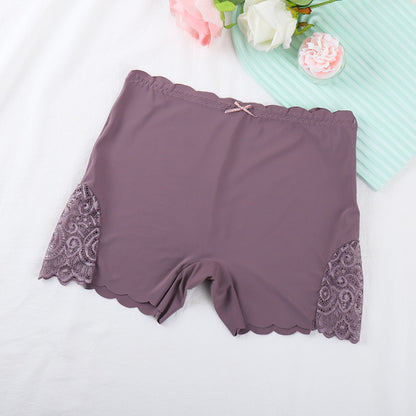 Lace Women's Ice Silk Solid Color Smooth Boxers