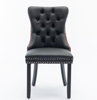 Furniture Collection, Modern High-End Tufted Solid Wood Contemporary PU & Velvet Upholstered Dining Chair-2 Piece Set