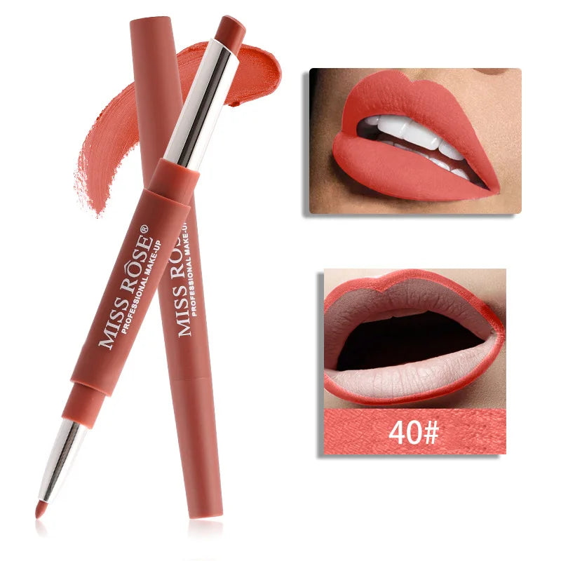 Professional Makeup Double-end Liplipstick Pencil Waterproof Long Lasting Tint Sexy Red Lip Velvet Matte Liner Pen Lipstick Set