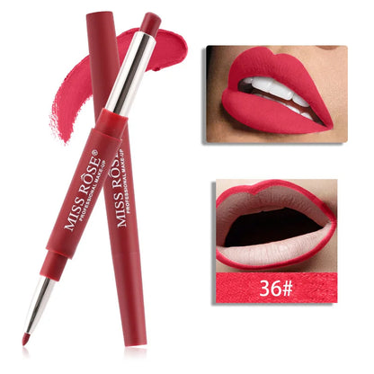 Professional Makeup Double-end Liplipstick Pencil Waterproof Long Lasting Tint Sexy Red Lip Velvet Matte Liner Pen Lipstick Set