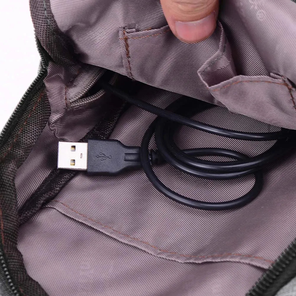 Usb Canvas Chest Bags Unisex Boston Bag Fashion Men's Polyester Sling Bag Chest Pack Crossbody Bag with USB Charging