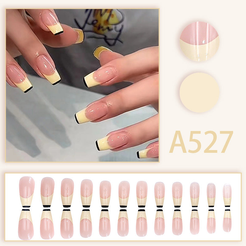 Summer fresh, sweet and cool style manicure, wearable nail pieces, French line blending, removable fake nail pieces, finished products wholesale