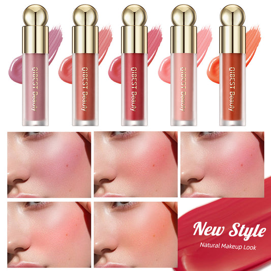 QiBest liquid blush, silky and natural makeup, brightening, moisturizing rouge blush, not easy to fade, rouge powder cream