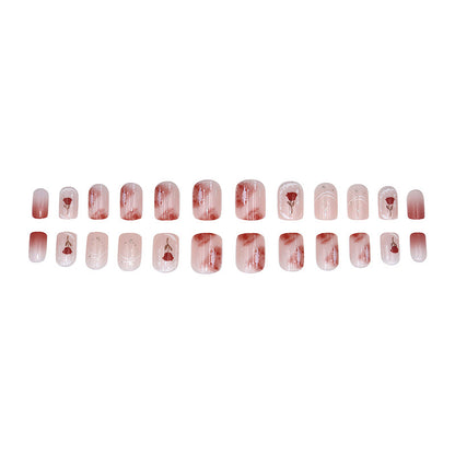 Summer and autumn gentle and simple pure lust style wearable nail patches printed solid color French style removable manicure fake nail patches wholesale