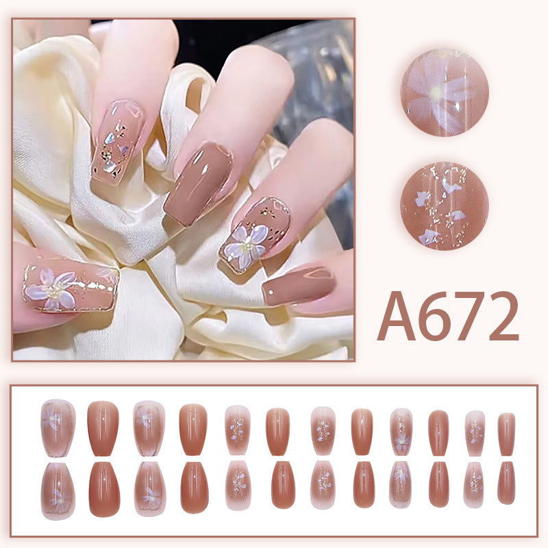 Autumn and winter gentle and pure desire simple style wearable manicure patches short, medium and long style white removable fake nail patches